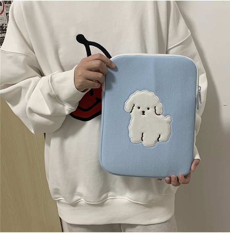 パソコンケース　可愛いプードル刺繍パソコンケース保護バッグ