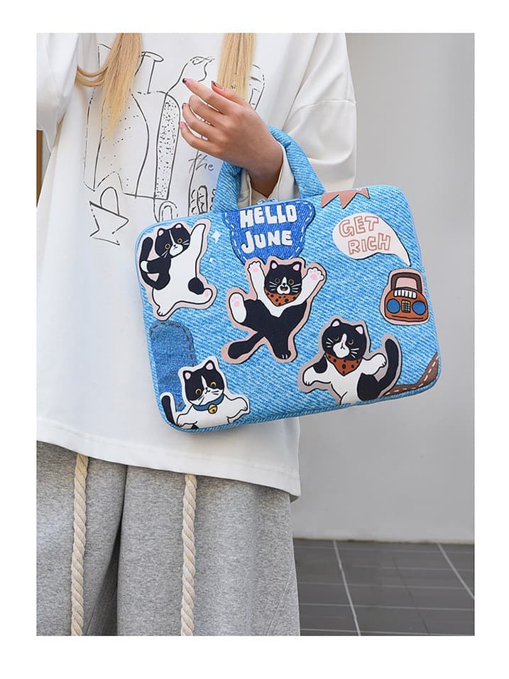 パソコンケース 動物たちの楽園イラスト手提げパソコンケース