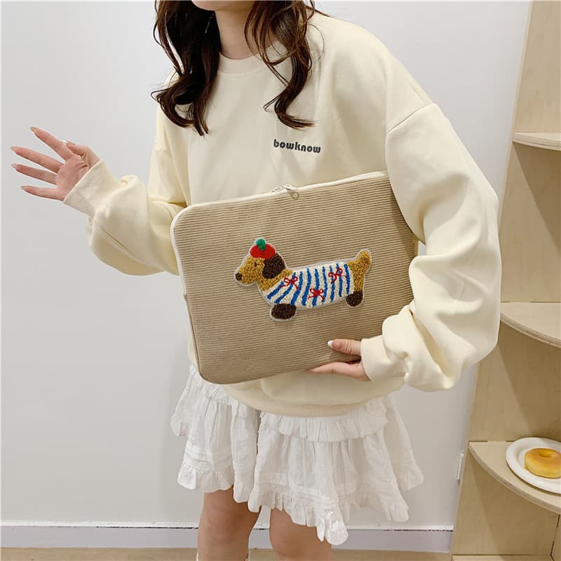 パソコンケース ダックスフンド刺繍入り可愛いパソコンケース