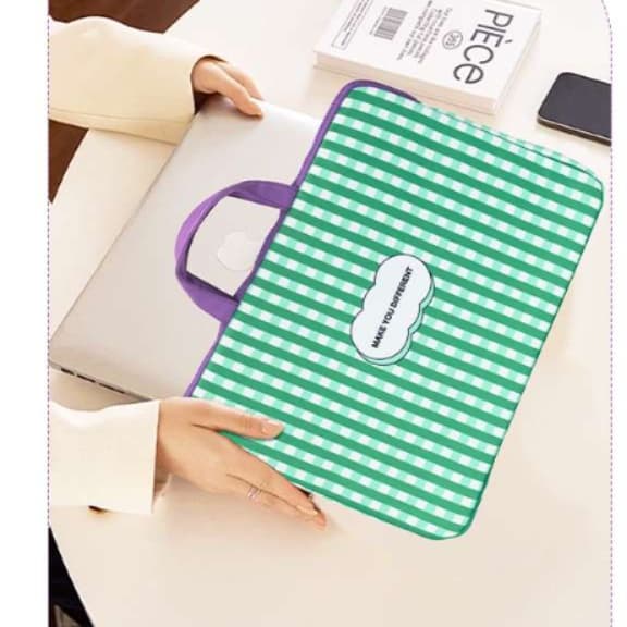 パソコンケース　おしゃれ格子柄パソコンケース