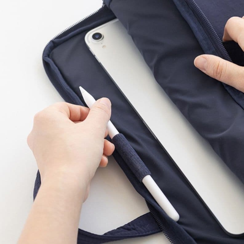 パソコンケース くまさんワッペン付き持ち手トートパソコンケース