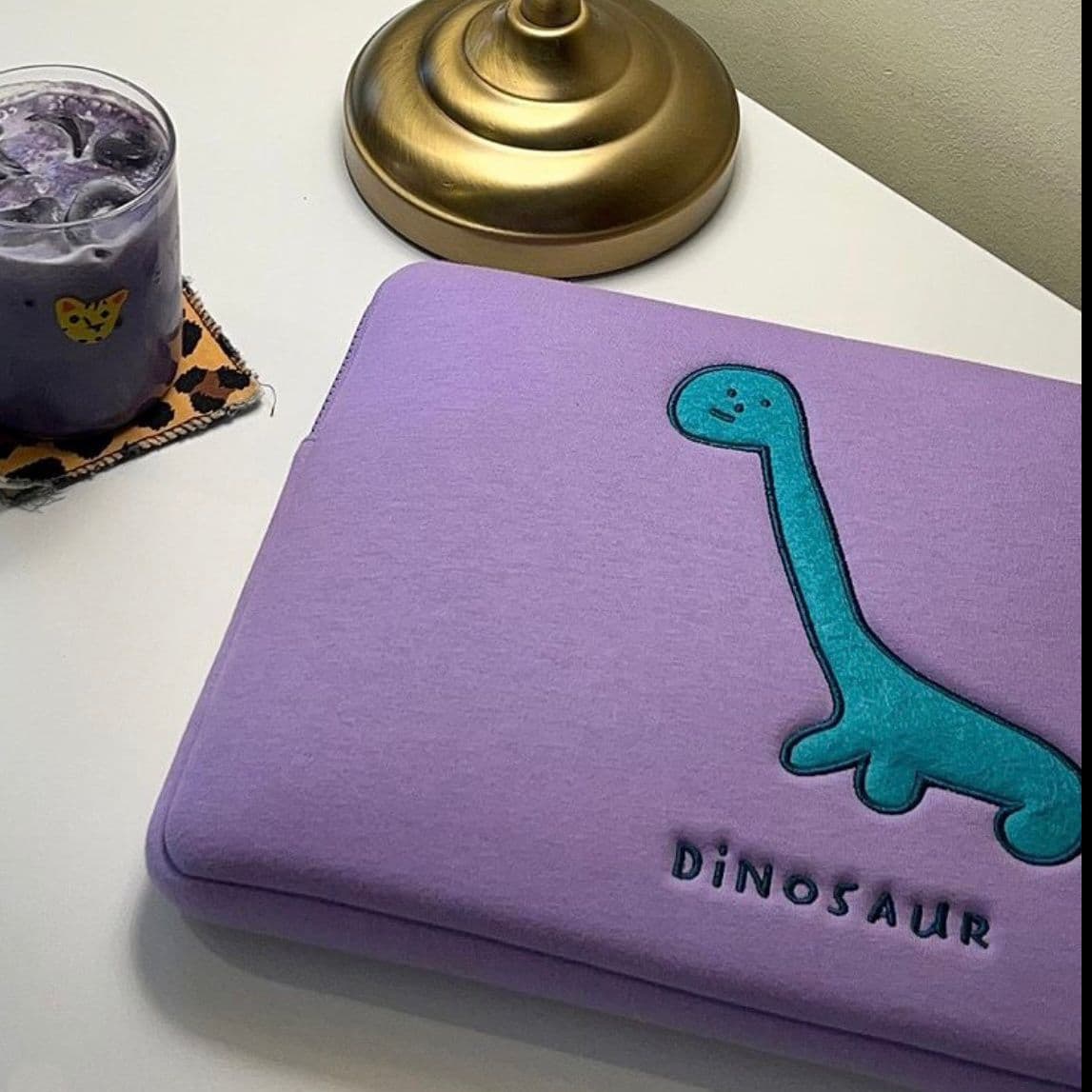 パソコンケース 恐竜刺繍入りふんわりパソコンケース