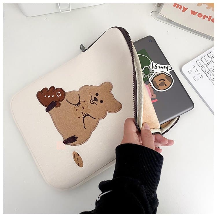 可愛いクマ刺繍パソコンケース保護バッグ
