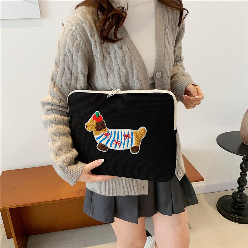 パソコンケース ダックスフンド刺繍入り可愛いパソコンケース