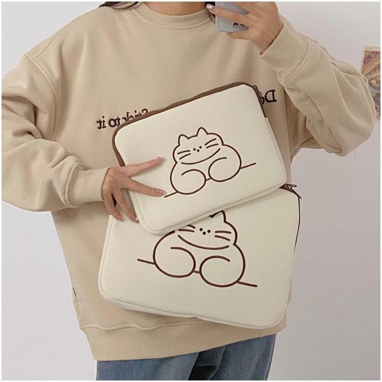 パソコンケース ほっこり猫ちゃんイラスト刺繍パソコンケース