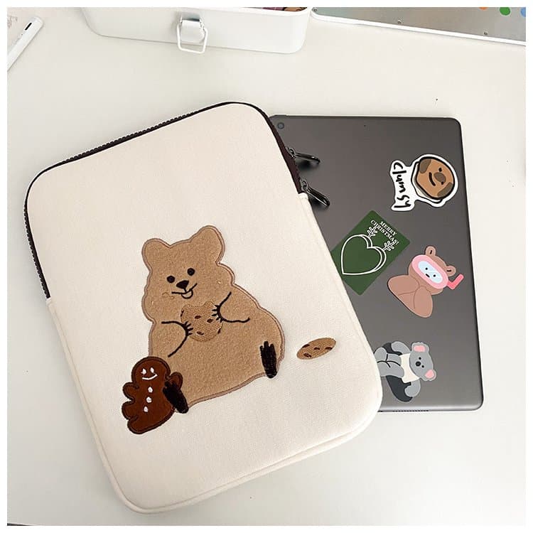 可愛いクマ刺繍パソコンケース保護バッグ