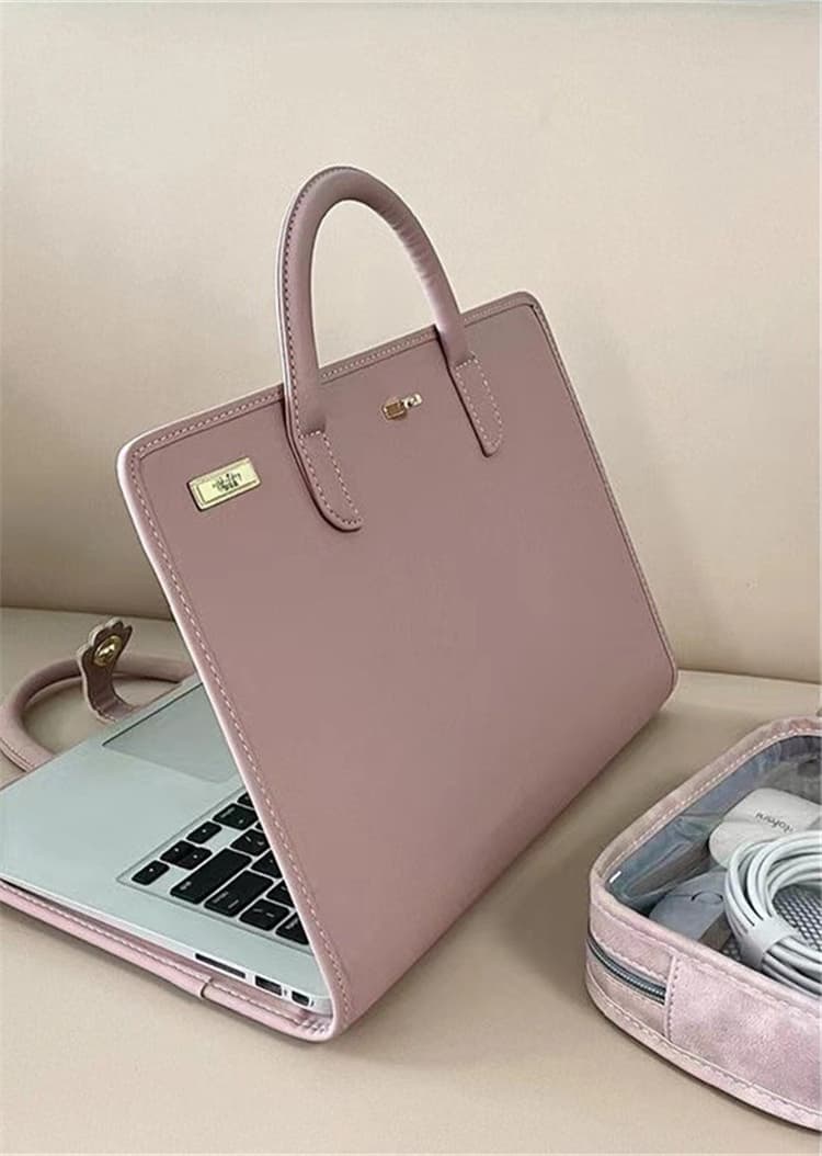 パソコンケース　ビジネス向けパソコンケース 14インチ対応 ピンクハード型持ち手付きバッグ