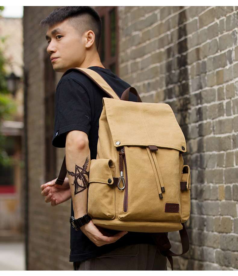 パソコンケース　〜15インチ キャンバス×牛革カジュアルリュック型パソコンケース 通勤 通学 カフェ作業