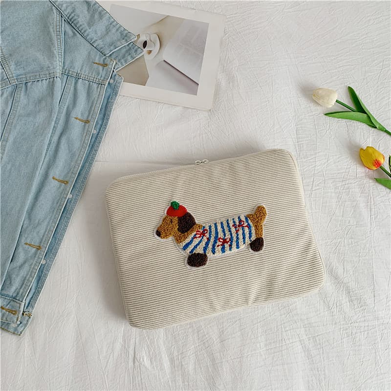 パソコンケース ダックスフンド刺繍入り可愛いパソコンケース