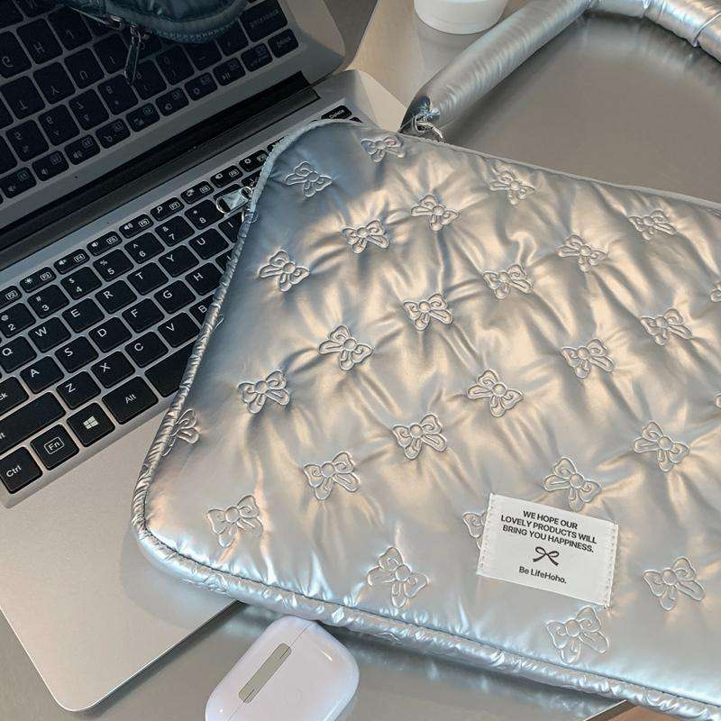 パソコンケース　リボン柄キルティング パソコンケース 13インチ