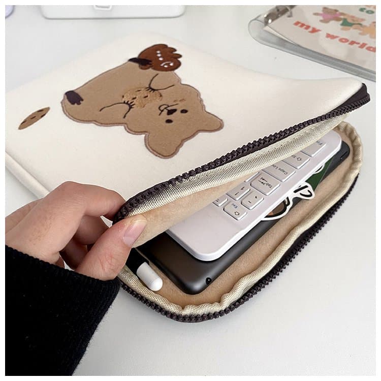 可愛いクマ刺繍パソコンケース保護バッグ