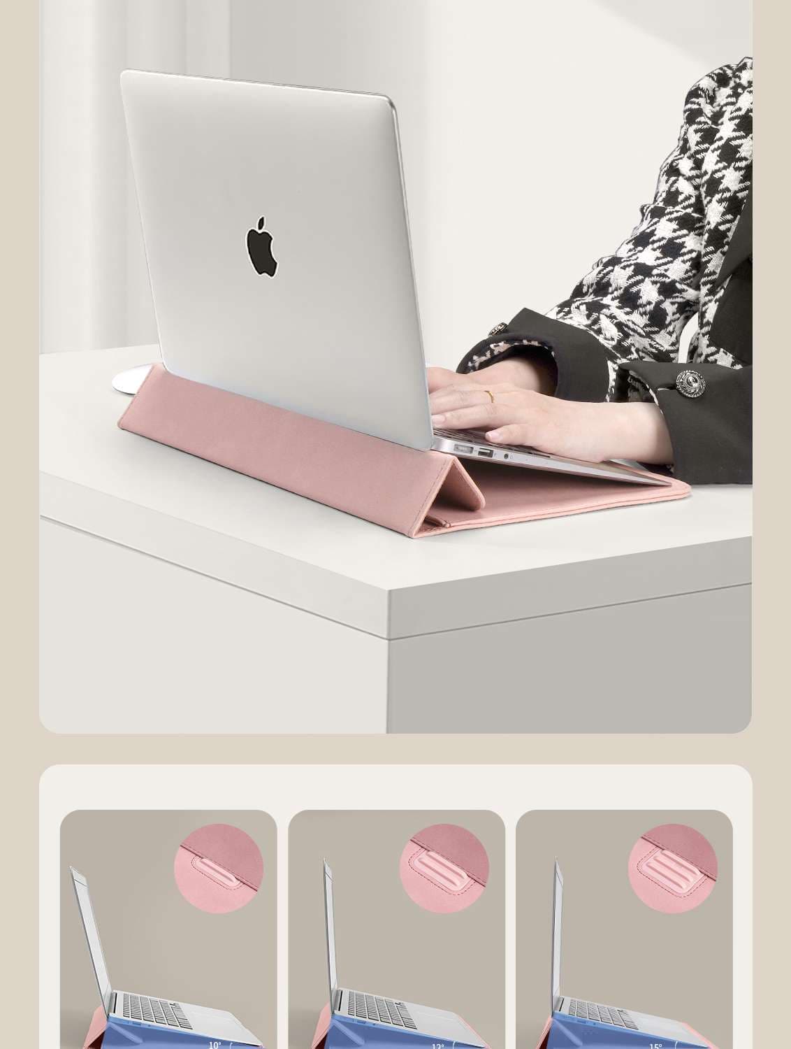 ソコンケース　12インチ～17.3インチ 角度調整スタンド付きポーチ一体型パソコンケース ビジネス カフェ作業 在宅ワーク